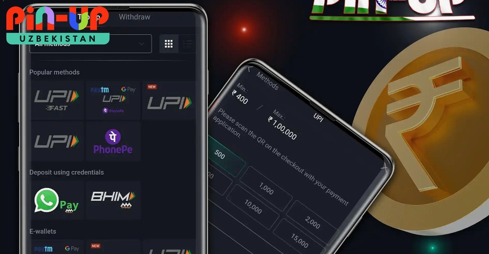 Pin-Up to‘lov usullari — UZcard, HUMO, kripto